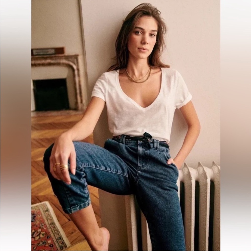 Sezane Manu Trousers Denim Blue EU 34 US Size 2